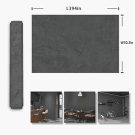 Dark Grey Peel and Stick Wallpaper,30"x394" Renter Friendly Concrete Gray Industrial Contact Matte Thicken Removable Self-Adhesive Wall Paper for Bathroom,Walls,Floors,Countertops,Bedroom,Gym,Cafe etc