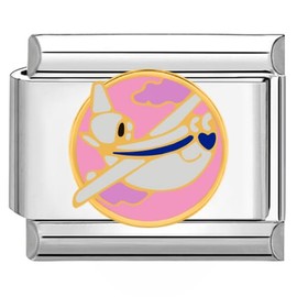 Quiges - 9mm Italian Style Charm Link Module Stainless Steel Airplane for Italian Style Bracelets