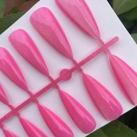 False Nails Cat Eye Press on Nails Glossy Dark Pink Cat Eye Acrylic Cat Eye Fake Nails Gel Glue on Nails for DIY Manicure Stick on Long Stiletto Nails for Coquette Women Girls Sparkly Cat Eye 24Pcs