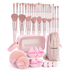Professional Makeup Tool Set, 42pcs/set Makeup Brushes & Powder Puffs & Storage Bag, Brush Makeup Set, Brushes Makeup, Multi-use Facial Makeup & Cleaning Accessories for Women & Girls, Makeup Brushes - Color: Black, Specification: 42pcs/set