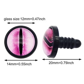 JJGQAZ 20Pairs 14MM Glass Safety Craft Eyes Owl Snake Lizard Eyes with Washers for Amigurumis Plush Animals Crochet Dragon Cat Dolls Making