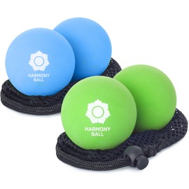 Massage Ball Set of 2 Natural Rubber with Net - 2 x Massage Balls 6.3 cm / 7.2 cm Each Pleasantly Flexible Perfect for Fascia and Self Massage (6.3 cm + 7.2 cm, 2 Sets)