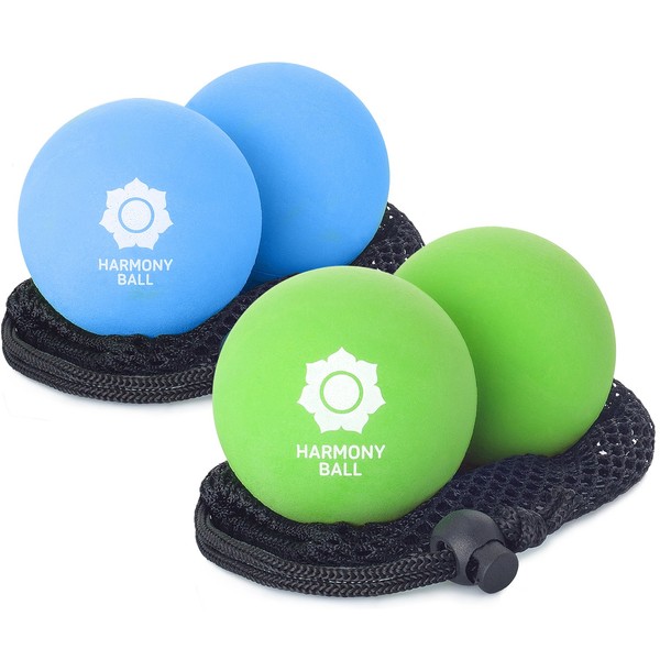 Massage Ball Set of 2 Natural Rubber with Net -