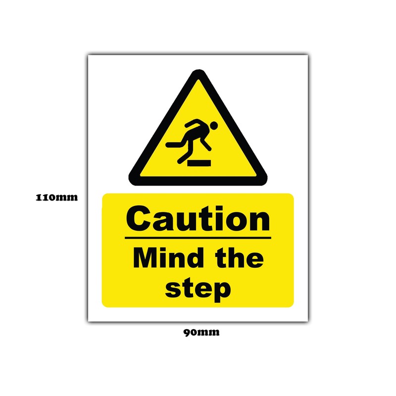 8-Pack Caution Mind The Step Vinyl Sticker Sign - 110mm