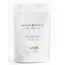 Matcha Ninja 100% Raw Organic Matcha Green Tea. 70g Cold Water Soluble. Ceremonial Grade. Non-Bitter Extra Smooth Blend