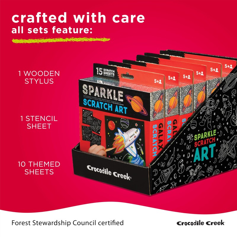 Crocodile Creek Space Sparkle Scratch Art 6 Piece Set, 1