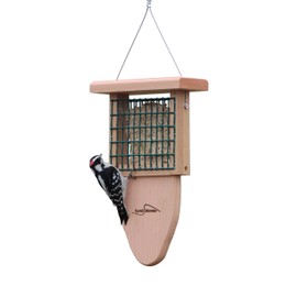 Kettle Moraine Cedar Single Cake Tail Prop Suet Bird Feeder with Hanging Cable