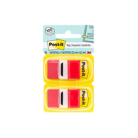 Post-it Flags Value Pack, 50/dispensador, 12 dispensadores/paquete, 1 pulgada de ancho, rojo (680-RD12)