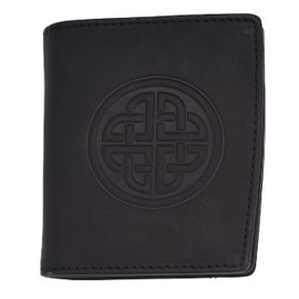 Biddy Murphy Irish Celtic Knot Embossed Ladies Premium Imported Leather Bifold Wallet, Black