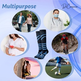 Dr Compresss Graduated Compression Socks | For Women & Men | 20-30MMHG | Best For Circulation, Media, Nurse, Running, Pregnancy, Travel and More (Blue, Small-Medium)