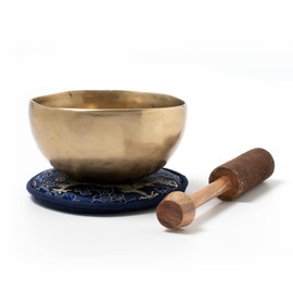 Tibetan Singing Bowl, Approx. 200 g, for Meditation, Yoga, Mindfulness, Primary School, Nursery I Includes Clapper / Pad I Hand-Forged I Fair Trade from Nepal