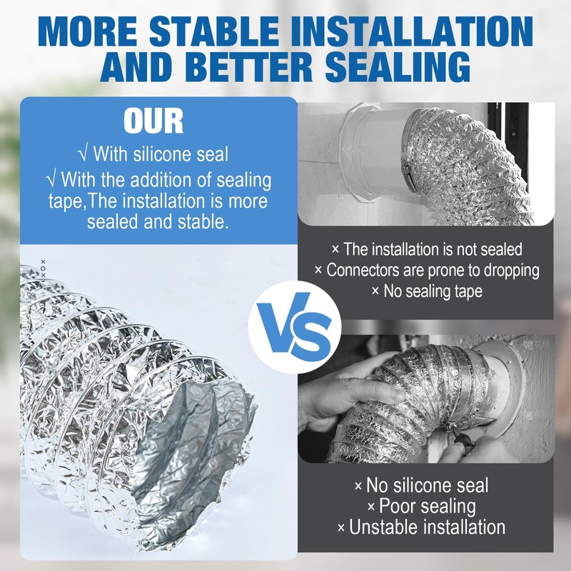 4 Inch Silver Dryer Vent Hose for Tight Space Includes