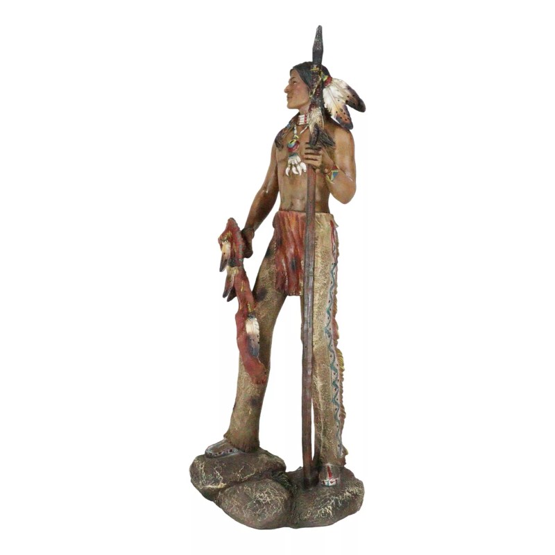 Large Native American Indian Eagle Warrior Chief With Spear And