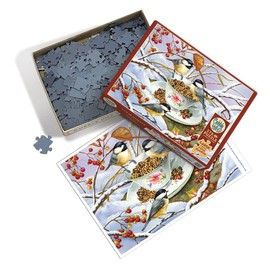 Cobble Hill 275 Piece Easy-Handling Puzzle - Chickadee Tea - Sample Poster Included