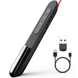 Norwii N76 Rechargeable Presentation clicker with Pointer, Long Range Presentation Remote, Wireless Presenter for PowerPoint Presentations, Slide Control (Black with Red Light)