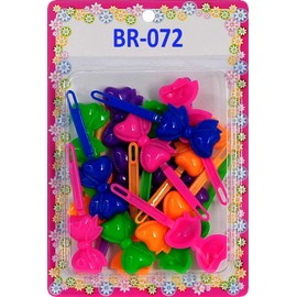 Tara Girls Super Cute Self Hinge Plastic Mulit Design Hair Barrettes Selection. 18pc mix bow shape.