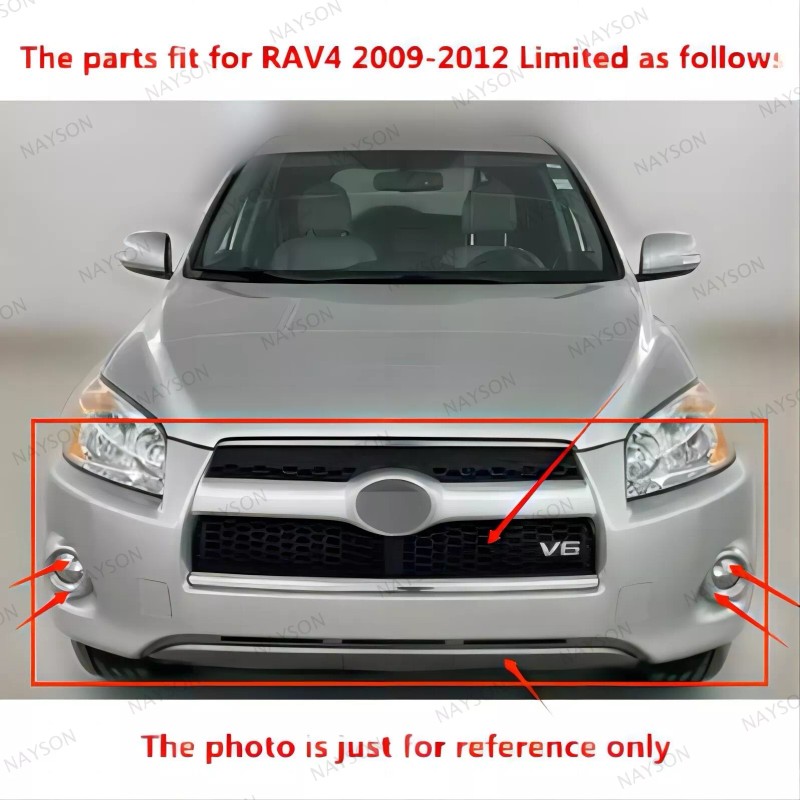 NAYSON For RAV4 2009-12 Limited Bumper Upper Grille w/Chrome Trim+