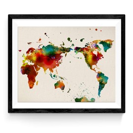 Druck auf Weltkarte umrahmen. WORLD MAP. Plakat mit Aquarellbildern Welt Stil. Print-Karten. Wohnkultur. 30x40 Größe Blätter für die Gestaltung. Hochwertige 250 Gramm Papier