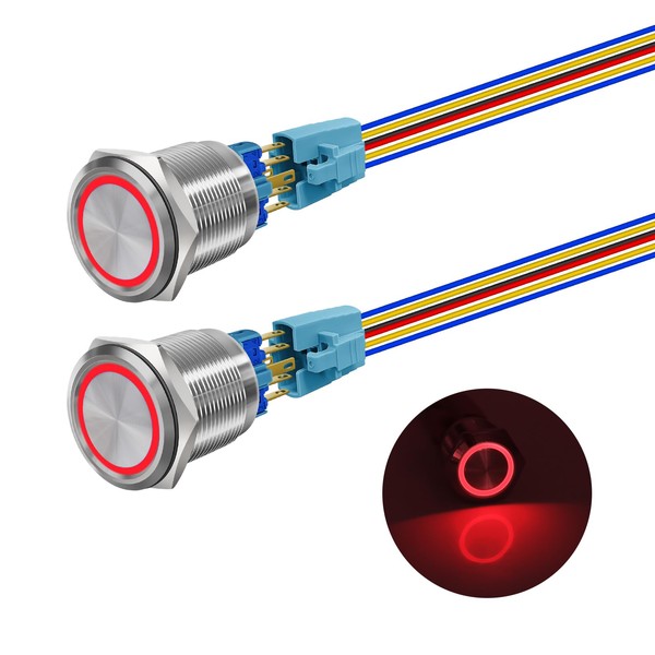 FICOLPO 2 Pcs 22mm 10 Amp Latching Push Button Switches