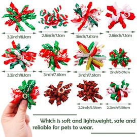 PET SHOW 20pcs/10pairs Curly Dog Hair Bows with Rubber Bands for Small Medium Dogs Spiral Puppy Swirl Topknot Cat Festival Hair Accessories Pet Favor Gift (Christmas Styles)