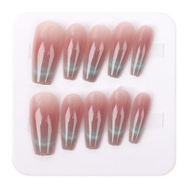 PINKU LEMON Nail Tip, Glossy, Shiny, False Nail, Ballerina, Gradient, Cateye (A01, S)