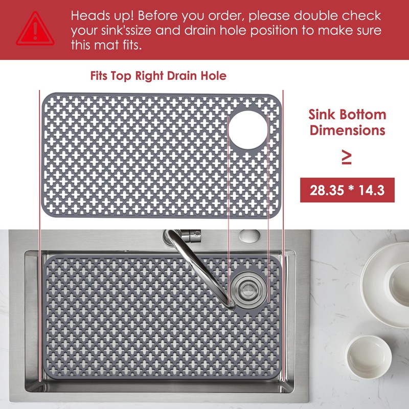 Flytime Silicone Sink Protectors for Kitchen Sink with Right Side