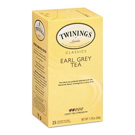 TWININGS 09183 Tea Bags, Earl Grey, 1.76 oz, 25/Box