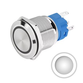 16mm 12V-24V DC 4A White Ring LED Lighted Metal Switch Waterproof with Rubber Seal for Power Supply Electronic
