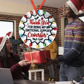 PLwelth Thank You Coworker Gifts Christmas Ornaments for Coworkers Employees Inspirational Ornaments for Her Him Funny Gifts for Women Men Ceramic Ornament for Christmas Tree Hanging Decorations