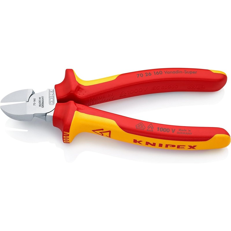 Knipex KNIPEX Seitenschneider isoliert mit Mehrkomponenten-Hllen, VDE-geprft verchromt 160 mm