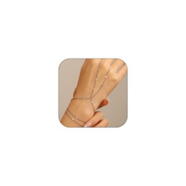 Hand Chain Bracelet for Women Gold Ring Bracelet Hand Chain Finger Ring Silver Hand Chain Rhinestone Hand Chain Trendy Dainty Jewelry for Her (sliver)