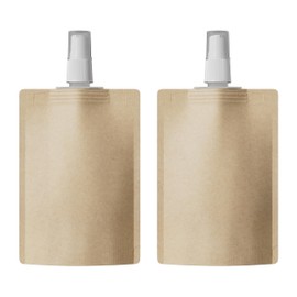 QQ Studio 50 Kraft Refillable Serum Pump Bottle Travel Size Toiletries Stand Up Pouch for Beauty Skincare Makeup Foundation Product (3.38 oz)