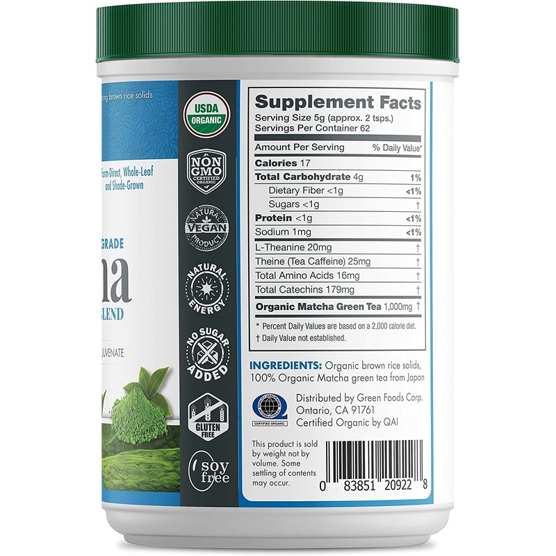 Green Foods Organic Matcha, 11oz (Pack of 2)