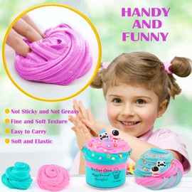 Two-Color Scented Slime, Funny Butter Slime, with 2 Fun Slime Add Ins, Pre-Made Slime for Kids, 6-12 Year Old Stress Relief Toys, Super Soft Party Favors Sludge Toy