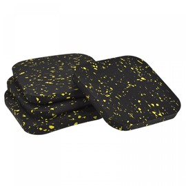 sourcing map Treadmill Mat-3.9"x3.9" Exercise Equipment Mat for Floor Protection Sound Reduction, Black Yellow 4Pcs