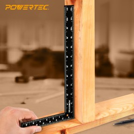 POWERTEC 80038 Carpenter Square 2pc Set, 16" x 24" Framing Square with Rafter Tables & 8" x 12" Right Angle Ruler for Carpenter, Woodworking, Construction, DIY