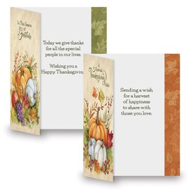 Current Autumn Pumpkin Thanksgiving Cards - Susan Winget, Themed Holiday Card Variety Value Pack, Set of 8 Large 5 x 7-Inch Cards, Assortment of 4 Unique Designs, Envelopes Included