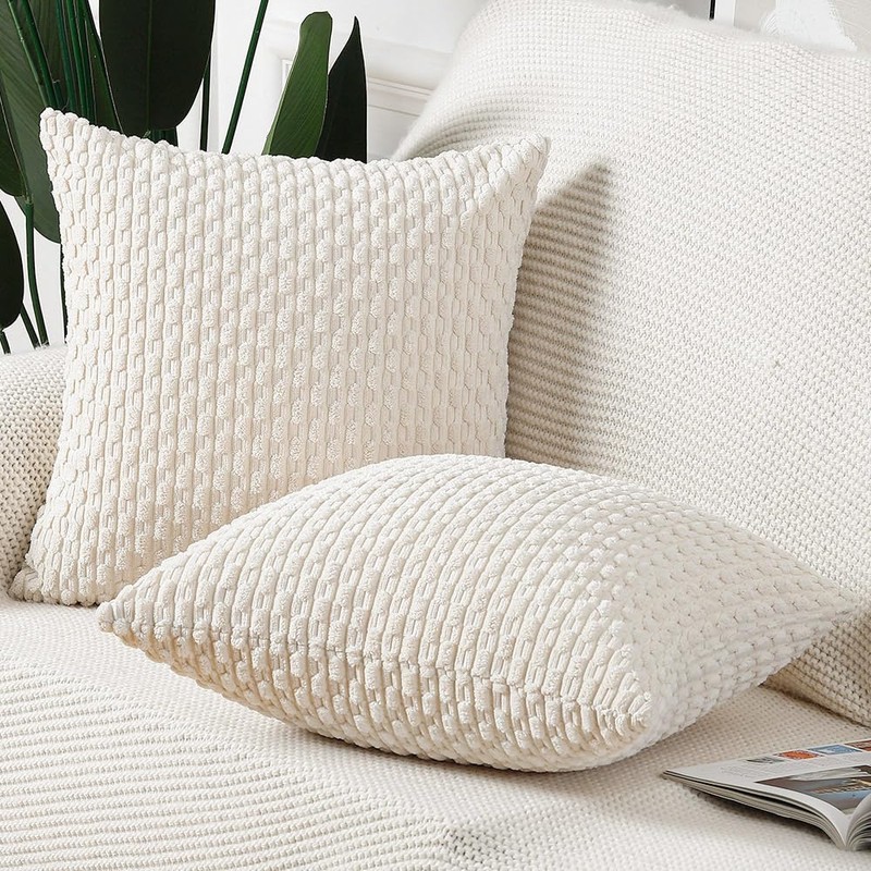 Madizz Set of 2 Soft Corduroy Decorative Pillow Covers Luxury