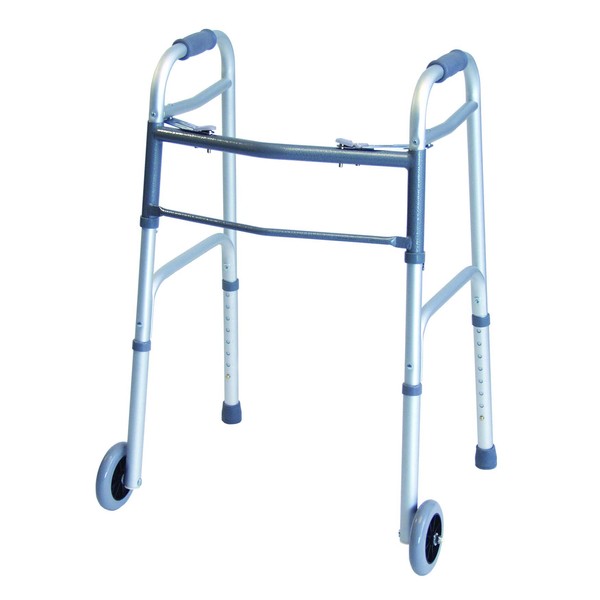 Lumex ColorSelect Walker, Lightweight Folding Design for Adults & Seniors, Large 5" Wheels, Silver