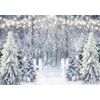 LIVUCEE 7x5ft Polyester Fabric Winter White Snowy Forest Backdrop for