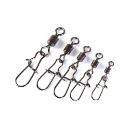 CRAZY SHARK 50 Pieces Fishing Swivel Set Fishing Stainless Steel Barrel Swivels Fishing Accessories Set Quick Rolling Fishing Connector Lock Snaps Line to Hook Spinning Swivels, 6#