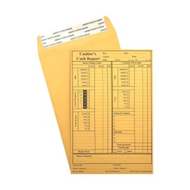 500 Cashier Depot Cashier's Cash Report Envelopes, 6" x 9", Open End, Premium, Peel & Seal Closure, 500 Envelopes (28lb. Kraft)