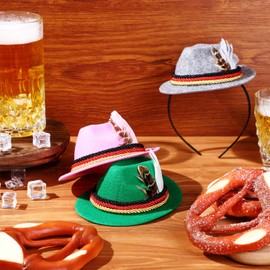Thiccywoov 15 Pcs Oktoberfest German Hats Headbands Felt Retro German Mini Bavarian Head Piece for Women Beer Festival Costume
