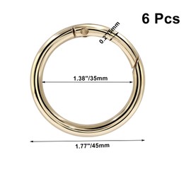 Augiimor - 6 anillos de resorte duraderos, clips de resorte redondos de aleación de zinc de alta calidad, anillos divididos de metal fuertes para bolsos, llaveros y bolsos (oro claro, diámetro