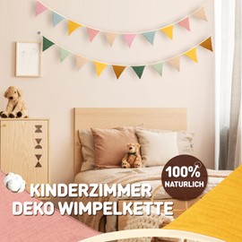 XIANGLONGY Pack of 2 Bunting for Children's Room, 2.7 m Fabric Bunting, Outdoor, Garland, Children's Room Decoration for Hanging, House Bed Decoration, Boy Girl, Bunting Fabric for Wall Decoration,