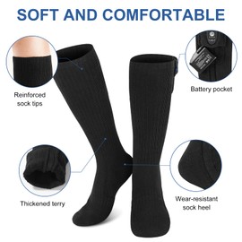 SNOW DEER Heated Socks with App Control for Men Women, Rechargeable Electric Heating Warm Sock for Motorcycle Hunting Ski Hiking Cold Winter Work Washable