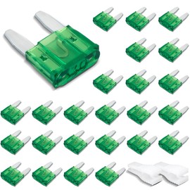 Innfeeltech 25 Pcs Mini Size Automotive Fuse, Flat Car Fuse 30A with 2 Plastic Clips for Car, Truck and Motorbike