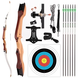LWANO 66" Recurve Bow and Arrow Set for Youth & Beginner, Archery Beginner Set for Adults, 20/22/24/26/28/30 Inch Wooden Takedown Recurve Bow Package for Training, Practice & Competition - RH Only