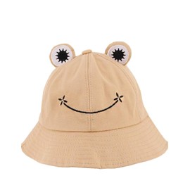 Kids Animal Hat- Frog Bucket Hat with Adorable face | Sun Hat for Toddlers & Babies. (US, Age, 12 Months, 4 Years, Camel)