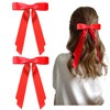 Ayesha Ayesha Red Hair Bows Clips Red Satin Ribbon Bows